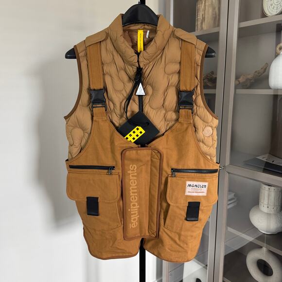Moncler x Salehe Bembury Sierpinski Down Vest Layered Canvas Gilet 3 NEW Jacket - Picture 1 of 7